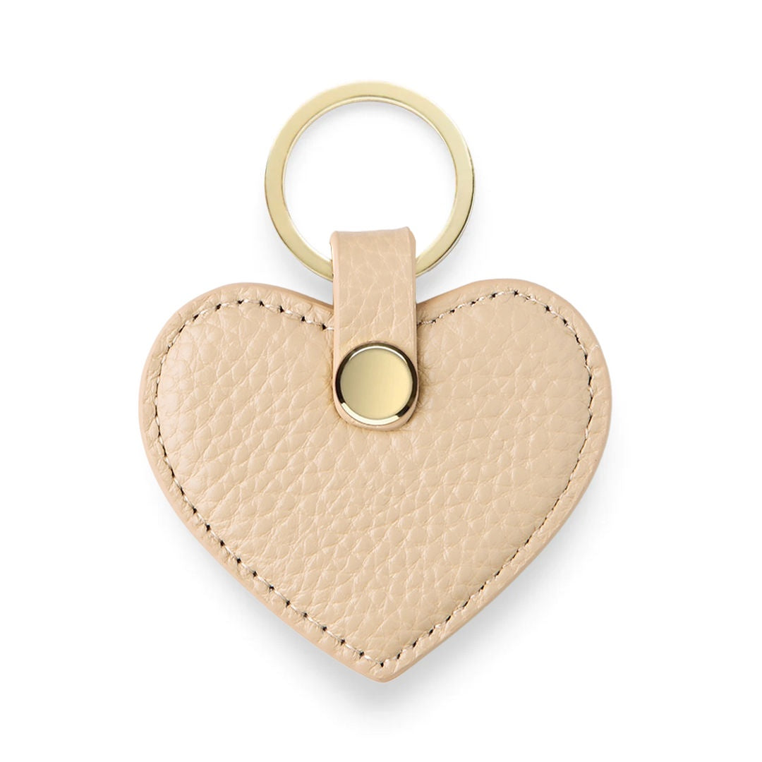 Heart Keyring - Taupe Pebble Leather