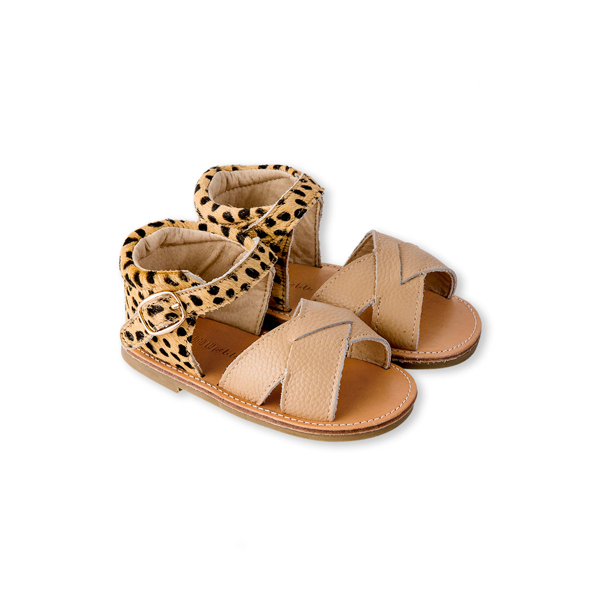 Crisscross Sandal - Nude & Leopard Print
