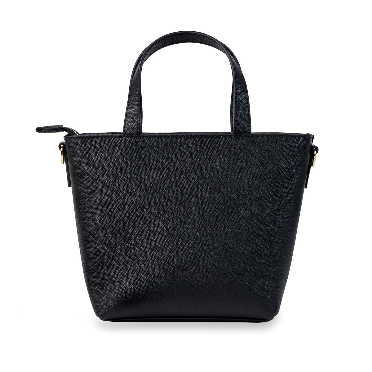 Mini Tote Bag in Saffiano Leather - Black