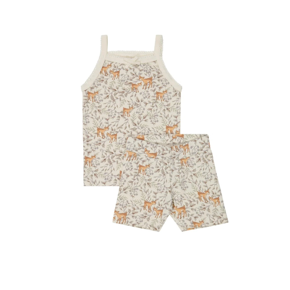 Daisy May Pyjama Singlet Set - Deer Berries Egret